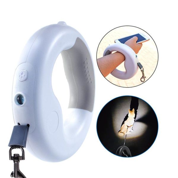 

round wearable led dog leash automatic retractable durable handleash for a dog nylon for cats with light