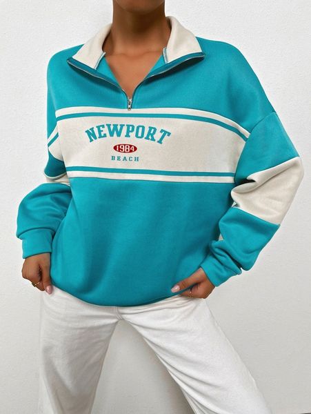 

color block lantern sleeve sweatshirt m4y3#, White;black