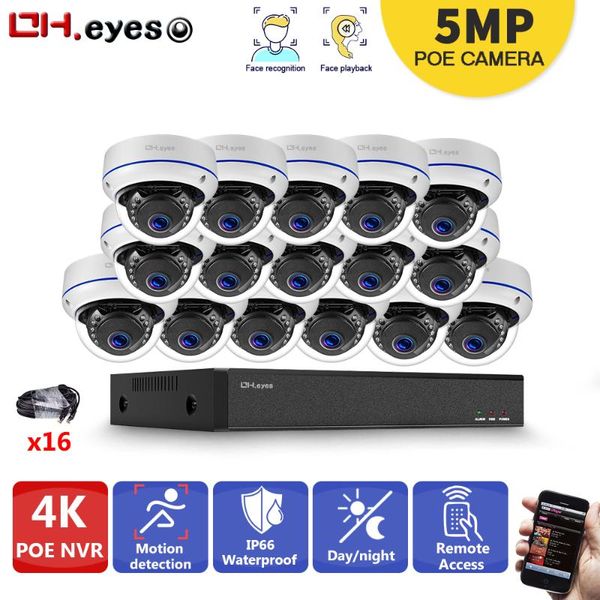 

wireless camera kits oh.eyes h.265 16ch 5mp 4k hd poe nvr kit cctv system ir outdoor audio ip p2p video security surveillance set 4tb hdd