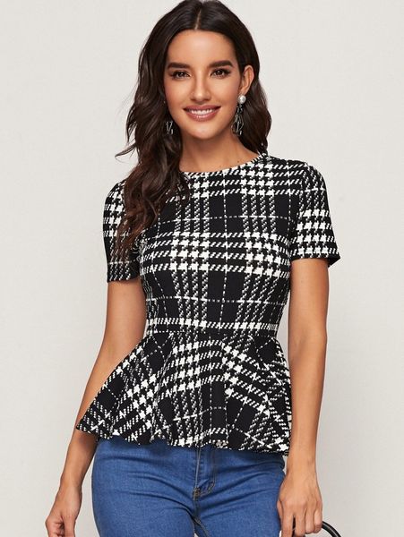 

plaid peplum d4su#, White