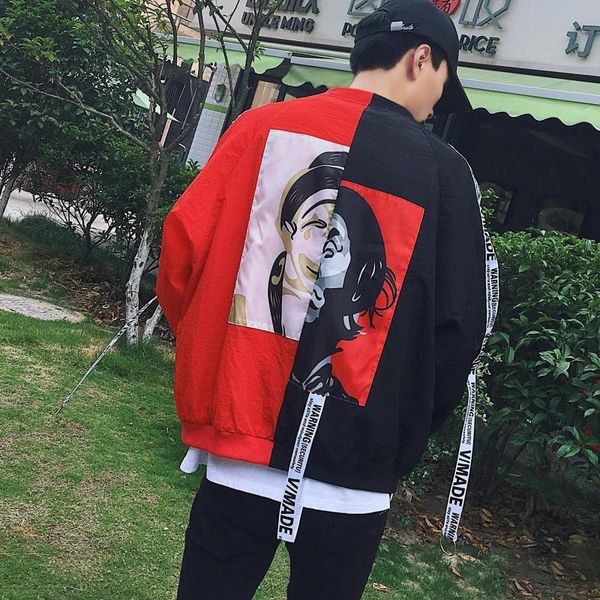 

men's jackets nice windbreaker male thin baseball spring hip hop bomber jacket and coat men women fashion print, Black;brown