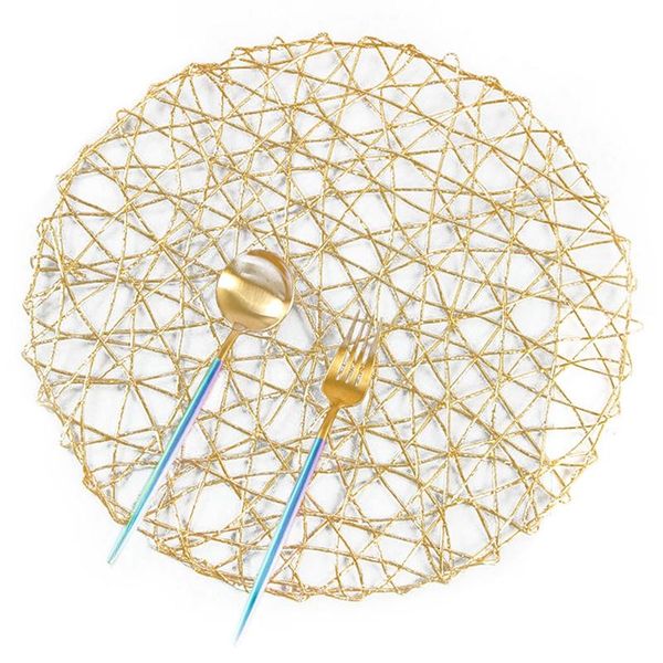 

mats & pads kitchen placemat round woven hollow heat insulation pad dining table anti-scalding mat home decoration supplies