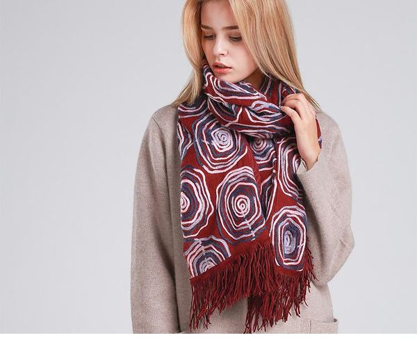 

scarves scarf shawl dual - use spring and autumn long winter ladies geometric fringed, Blue;gray