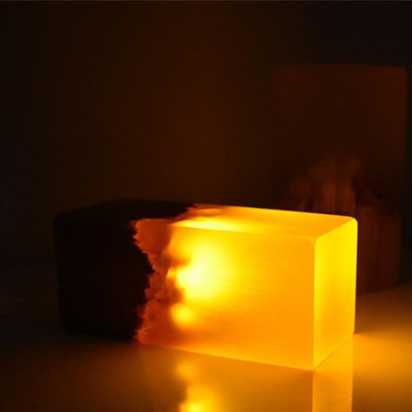 

night lights unique resin solid wood light home bedroom decoration usb atmosphere lamp christmas festival gift