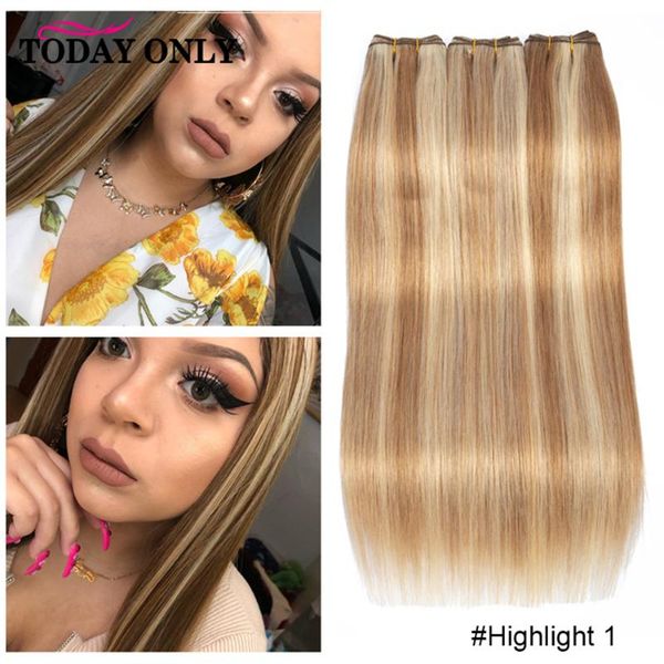 

human hair bulks highlight bundles honey blonde golden mocha brown ombre straight platinum blond 30 inch chestnut remy, Black