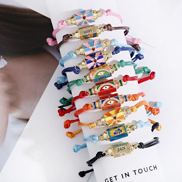 

charm bracelets colorful letter bracelet for women boho gold turkish evil eye bead couple art punk hip hop handmade jewelry pulseras, Golden;silver