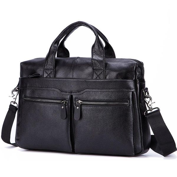 

backpack black men genuine leather handbags large 14" lapmessenger bags business men's travel shoulder briefcase