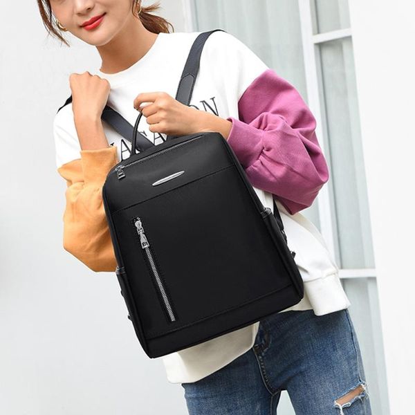 

outdoor bags waterproof women solid zipper backpack travel lapcolor anti theft mochila trend #a