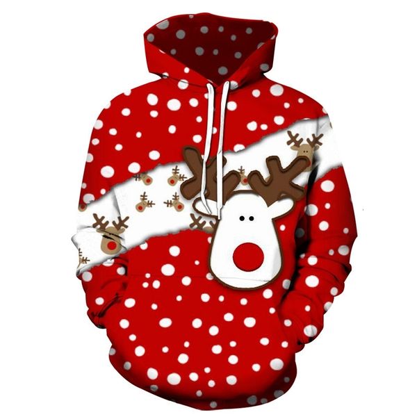 

2021 autumn santa new 3d sweater reindeer long sleeve hoodie, Black