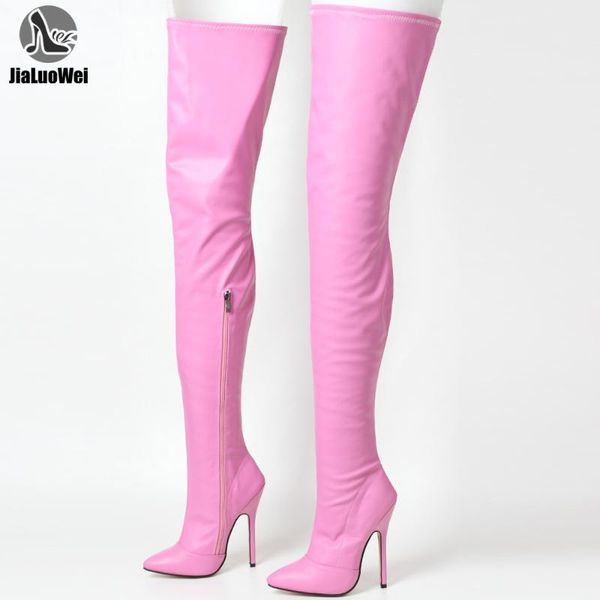 

boots 2021 over-the-knee 14cm high heel thigh long big size 36-46, Black