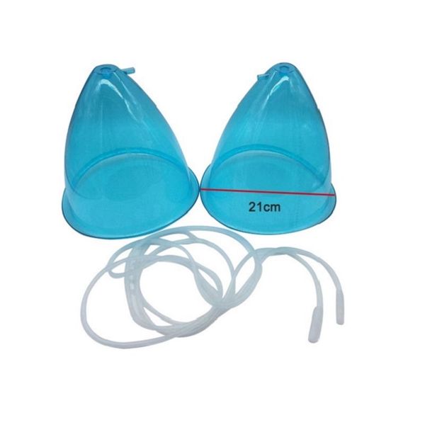 1 par 21cm / 18cm Tamanho grande Bomba de vácuo azul Cupping para breastock breastock Enhancer Hip Levantando Aumentação da Ampliação