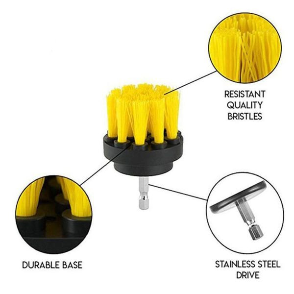 

car sponge 3 pcs/set electric scrubber brush drill kit plastic automobile cleaning nylon tires for carpet brushes round h5w2