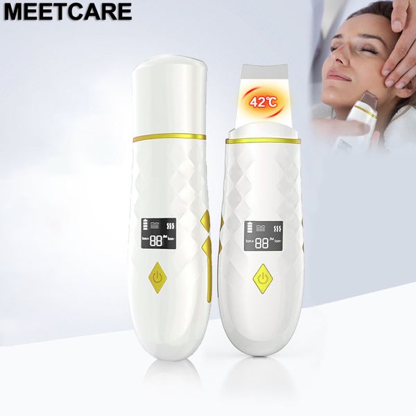 

ultrasonic heated deep cleaning recharge skin scrubber face pore cleaner blackhead acne removal beauty skin care tool face lift