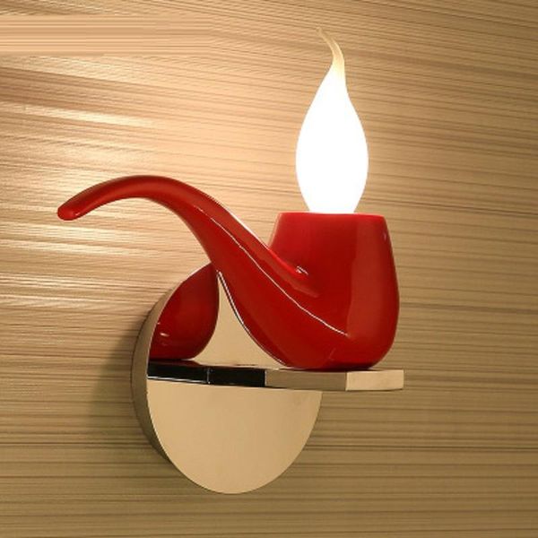 

wall lamps red/ white /black modern creative pipe lamp living room bedroom sconce bedside decorative light lights