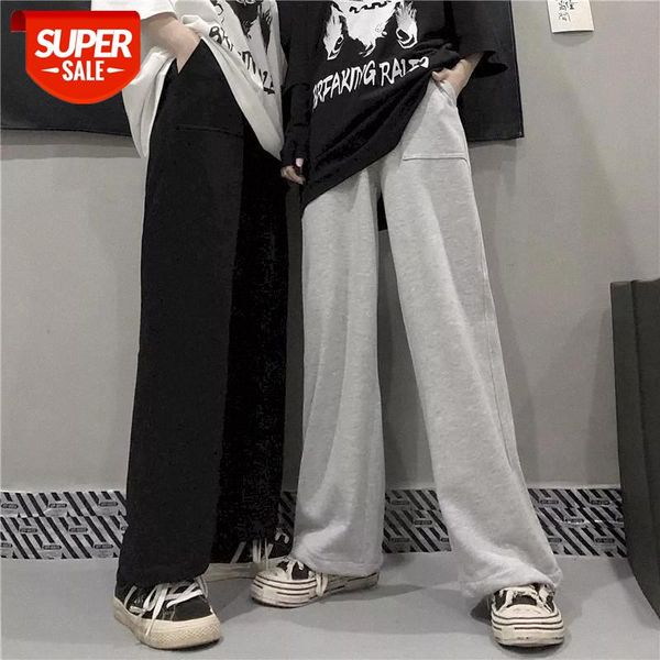 

ins sports streetwear high waist pants women plus size summer casual trousers sweatpants womans wide leg straight ankle-length #jw3a, Black;white