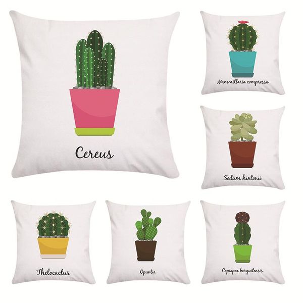 

45*45cm flower pot cactus series cushion cover sofa short plush pillow cover colorful pillowcase fresh soft home decor