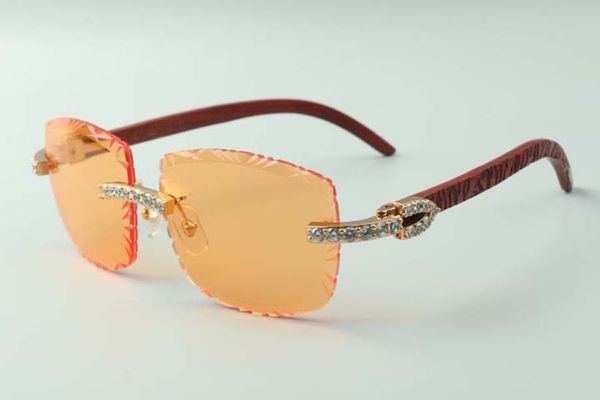 

2021 designers sunglasses 3524023 xl diamonds cuts lens natural tiger wooden temples glasses, size: 58-18-135mm, White;black