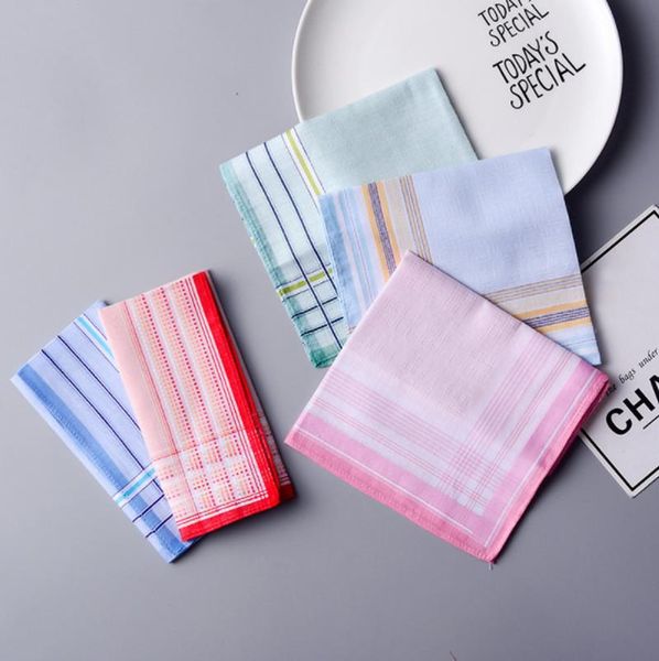 

towel 100% cotton multicolor plaid stripes soft small handkerchief sweat-absorbent