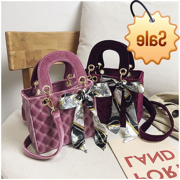 

silk scarf daifei bag women's korean version golden velvet embroidered thread lingge portable leisure fashion shoulder strap