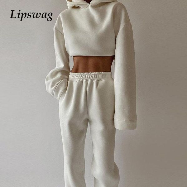 

women's two piece pants 2021 spring elegant solid 2 sets women fashion hoodies sweatshirt and long suits casual tracksuit ladies street, White