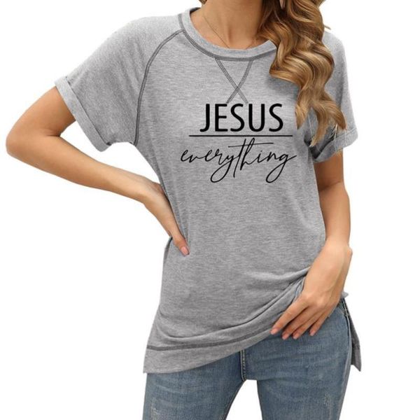 

women's t-shirt women loose short sleeves creative jesus letters print harajuku faith casual streetwear, White