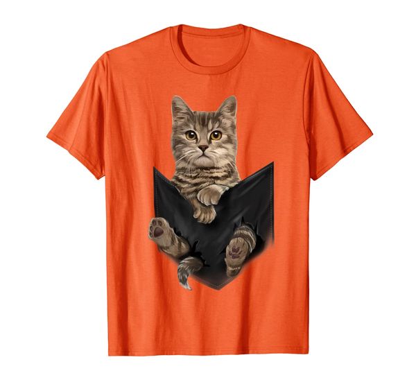 

Brown Cat Sits in Pocket T-Shirt Cats Tee Shirt Gifts, Mainly pictures
