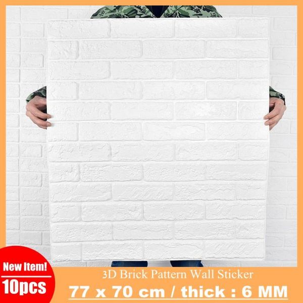 

wall stickers 10pcs brick grain 3d sticker 77x70cm self-adhesive waterproof wallpaper for diy living room bedroom tv home decoration