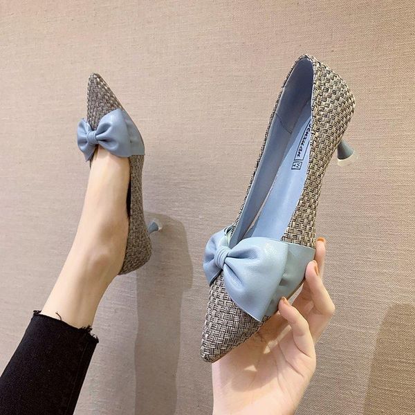 

fine heeled shoes 2021 shallow mouth beige high heels slip om sandals ladies lace-up pump pointed pumps stiletto latest, Black