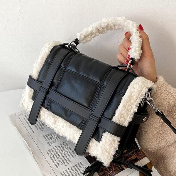 

evening bags lamb hair small square bag fashion brand female designer handbag high texture messenger plush shoulder