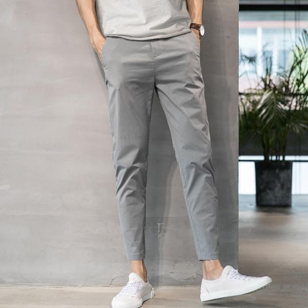 

men's suits & blazers summer thin korean version of nine-point straight casual pants loose cotton 9-point, White;black