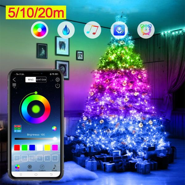 

christmas tree decorative string light usb led rgb string lamp smart bluetooth app remote control home decoration lights new