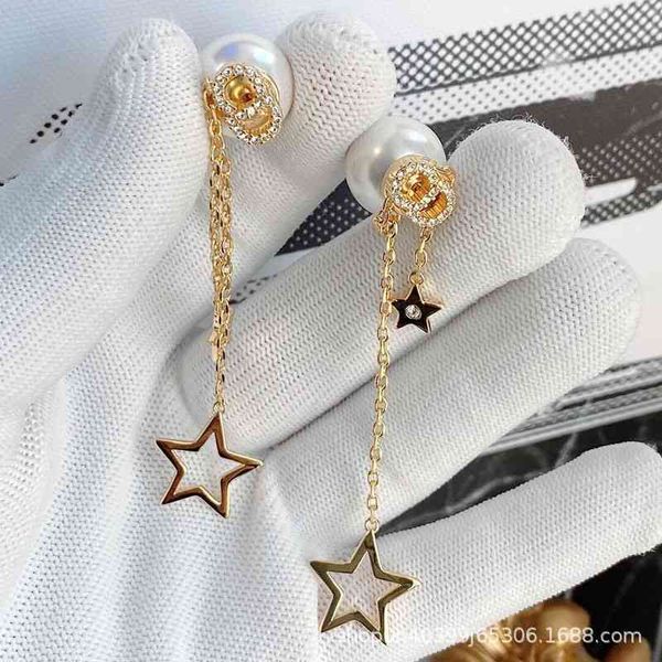 

special offer 75% off outlet online double sided pearl bee pendant tassel female letter earrings anti allergy, Golden
