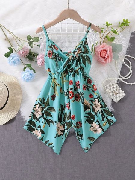 

toddler girls floral print asymmetric hem cami dress she, Red;yellow