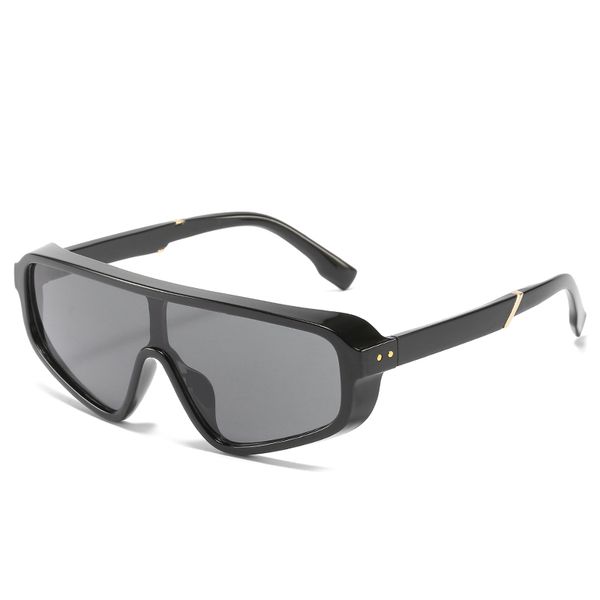 

new style one-piece sunglasses men and women personality rice nail glasses, White;black