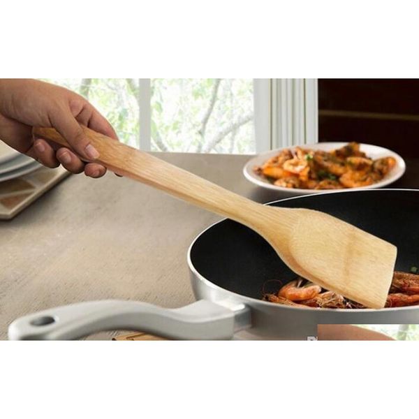 

flatware new natural bamboo turners long handle not stickt pot cook frying egg steak fish cookin jllwxu ladyshome