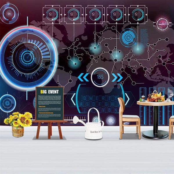 

wallpapers pvc waterproof wallpaper modern technology sense fashion circuit diagram creative mural ktv bar tooling background wall stickers