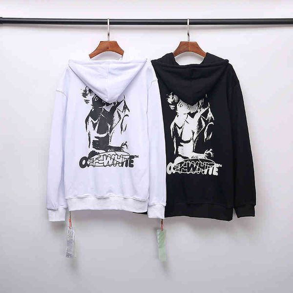 

20fw off back style new vampire kiss printed terry hoodie, Black