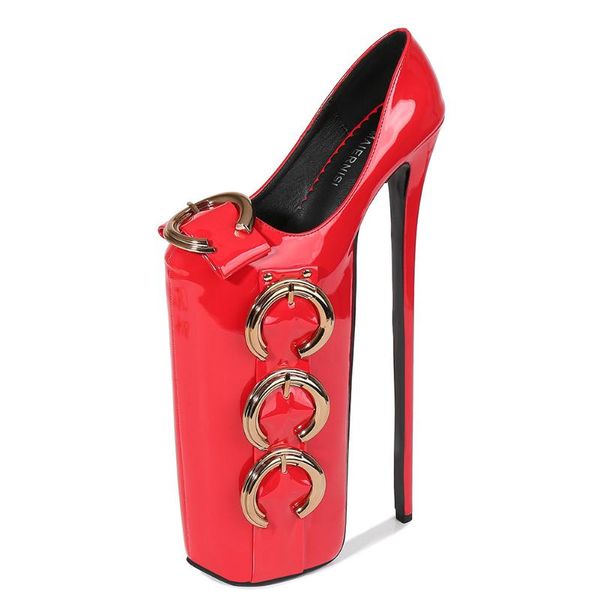 

shoes high heels pumps singles shoes big size 35-46 women's classic peep-toe platform high heels with metal buckle, Black