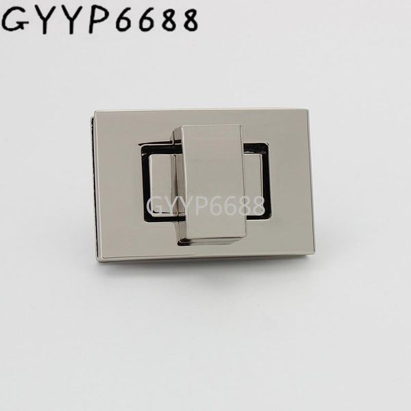 

bag parts & accessories 5sets 43*25mm silver color turn lock for 2021 fashion handbag rectangle shape twist chain purse decorative, Black