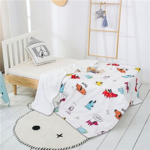 

blankets & swaddling children baby lunch break double-sided cotton printing air conditioning peas fleece coral flannel knee blanket fo