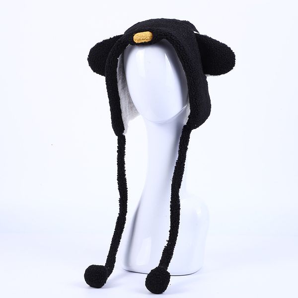 

lei feng cap cute ear protection version versatile plush net, Black;white