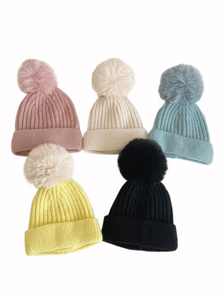 

caps & hats kid boys girls beanie hat cap knitted born baby knit soild cotton blend warm, Yellow