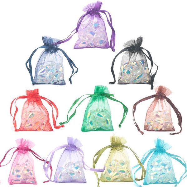 

gift wrap 100pcs/lot 5x7 7x9 9x12cm organza bags jewelry packaging wedding decoration christmas bag pouches 23 colors
