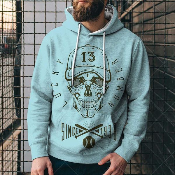 

men's hoodies & sweatshirts d hip hop skull print commuter men loose long-sleeved hoodie drawstring adjustable pullover commute s, Black