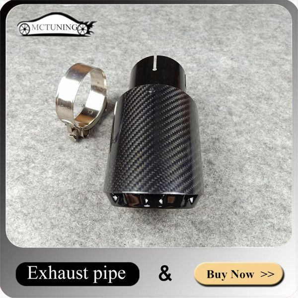 

1 pcs car accessory three layers exhaust pipe burnt black carbon fiber for akrapovic universal all cars muffler tailtips