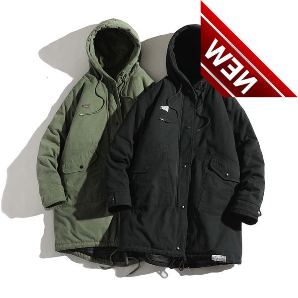 

2019 retro long tooling cotton suit men's winter new thick warm coat jacket, Black
