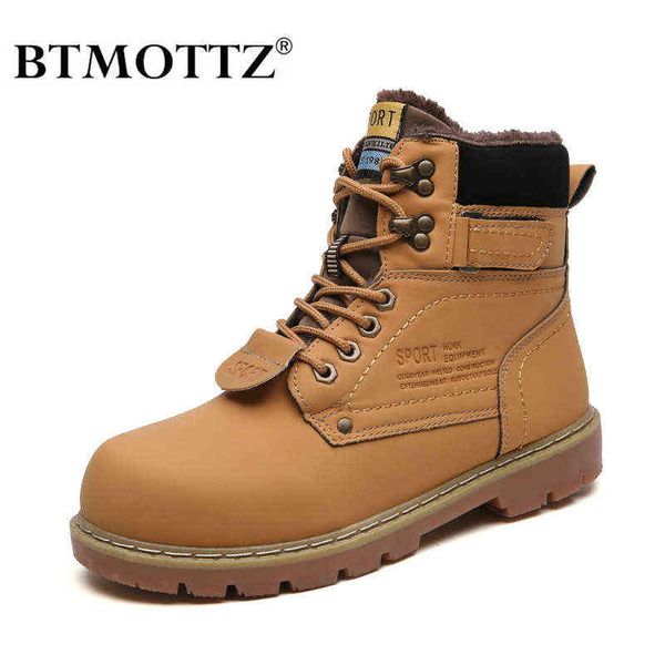 

winter ankle boots men casual shoes outdoor autumn leather waterproof work tooling mens boots warm military army botas btmottz 220105, Black;brown