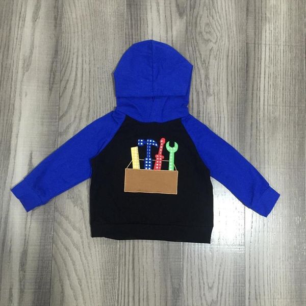 

winter boys girls tools black hoodie baby long blue sleeve top