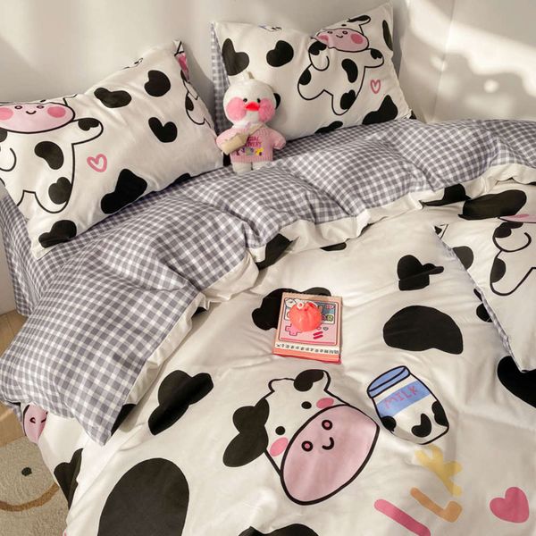 

nordic style four piece set of pure cotton 1.8 bedding student dormitory three quilt cover sheet summer