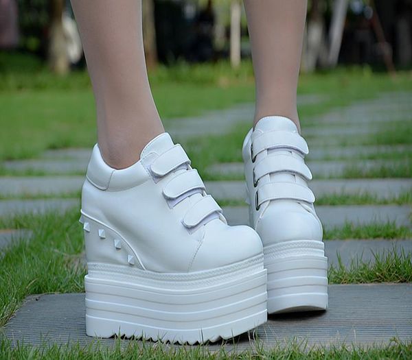 

dress shoes 2021 height increase women's 14 cm thick bottom wedge casual super high single, Black